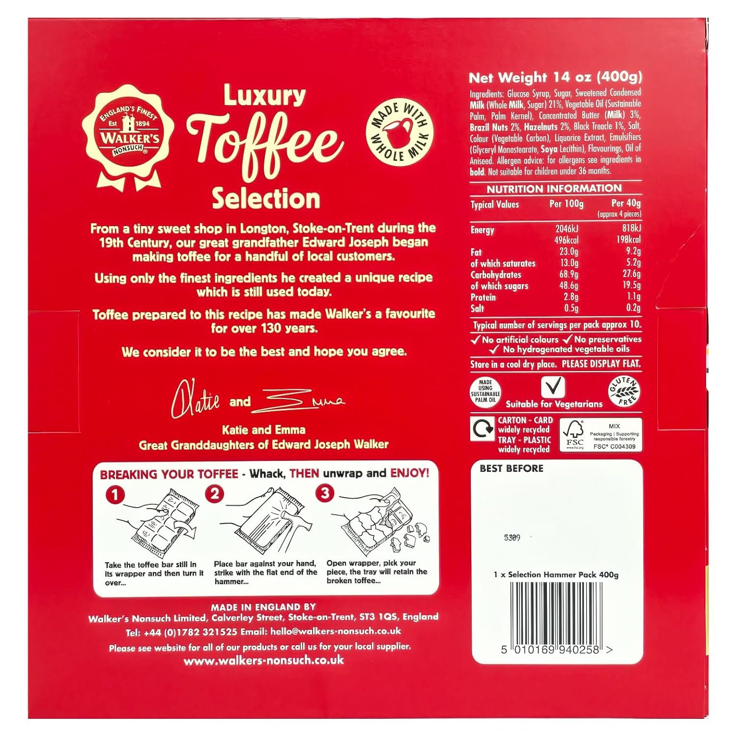 Walker’s Nonsuch Luxury Toffee Selection Hammer Pack 400g - 2 Pack in a Premier Life Store Box - Image 2