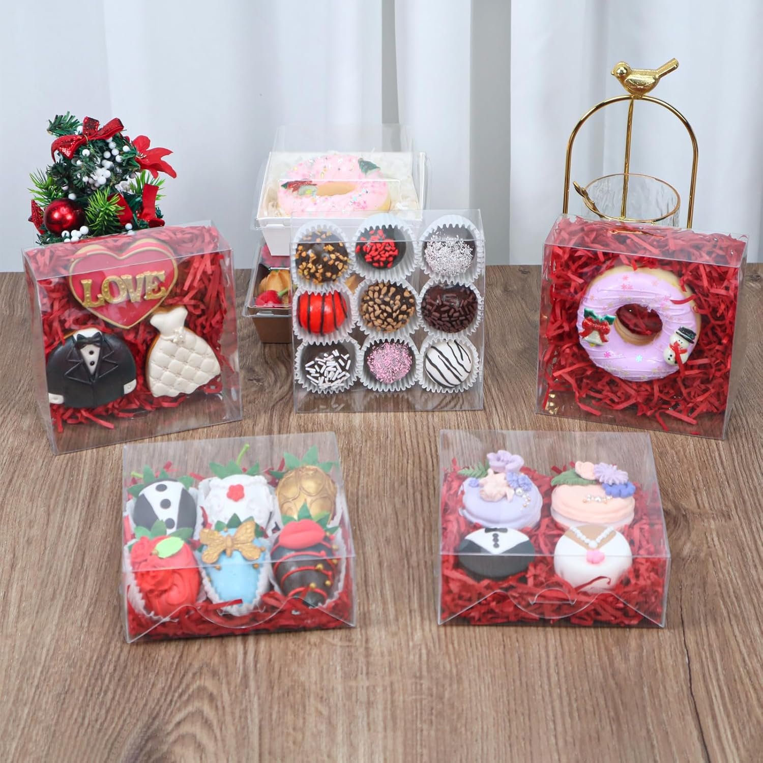 50pcs 5x5x2 Inch Bakery Boxes with Window Cookies Boxes Soap Box Chocolate Truffle boxes Macaron Boxes Gift Treat Boxes for Cake Browine pastries, Dount or gifts goodies Party Favor - Image 2