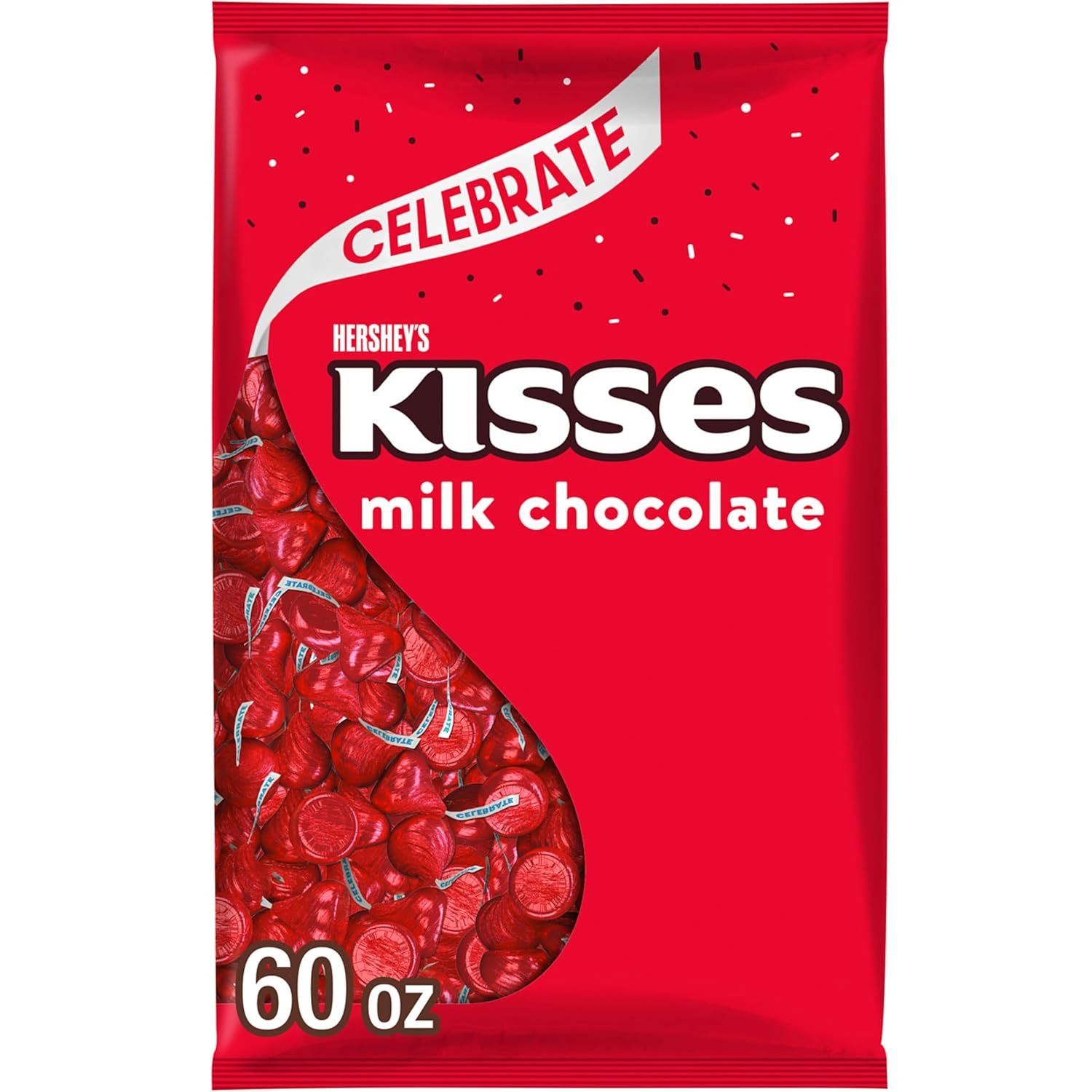 HERSHEY'S KISSES Milk Chocolate Candy Bulk Bag, Great Holiday Candy and Stocking Stuffers, 60 oz