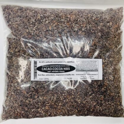 Raw Cacao/Cocoa Nibs 100% Raw Chocolate Arriba Nacional Bean 5Lbs Bag Unsweetened Chocolate Substitute Keto, Vegan & Non-GMO Antioxidant