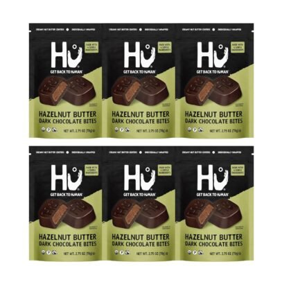 Hu Hazelnut Butter Dark Chocolate Bites | 6 Pack | Natural Organic Vegan, Gluten Free, Paleo, Non GMO, Fair Trade Dark Chocolate