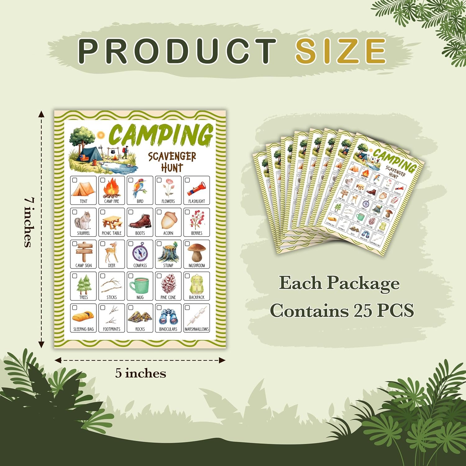 Camping Scavenger Hunt Cards, Seek and Find Camping Games, Outdoor Scavenger Hunt Game for Adults, Nature Treasure Hunt Game, Camping Party Decorations, Spring Summer Holiday Party Supplies -04 - Image 2
