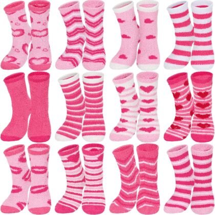 12 Pairs of Easter Bunny Slipper Socks Easter Rabbit Bunnies Fuzzy Socks for Women Gift