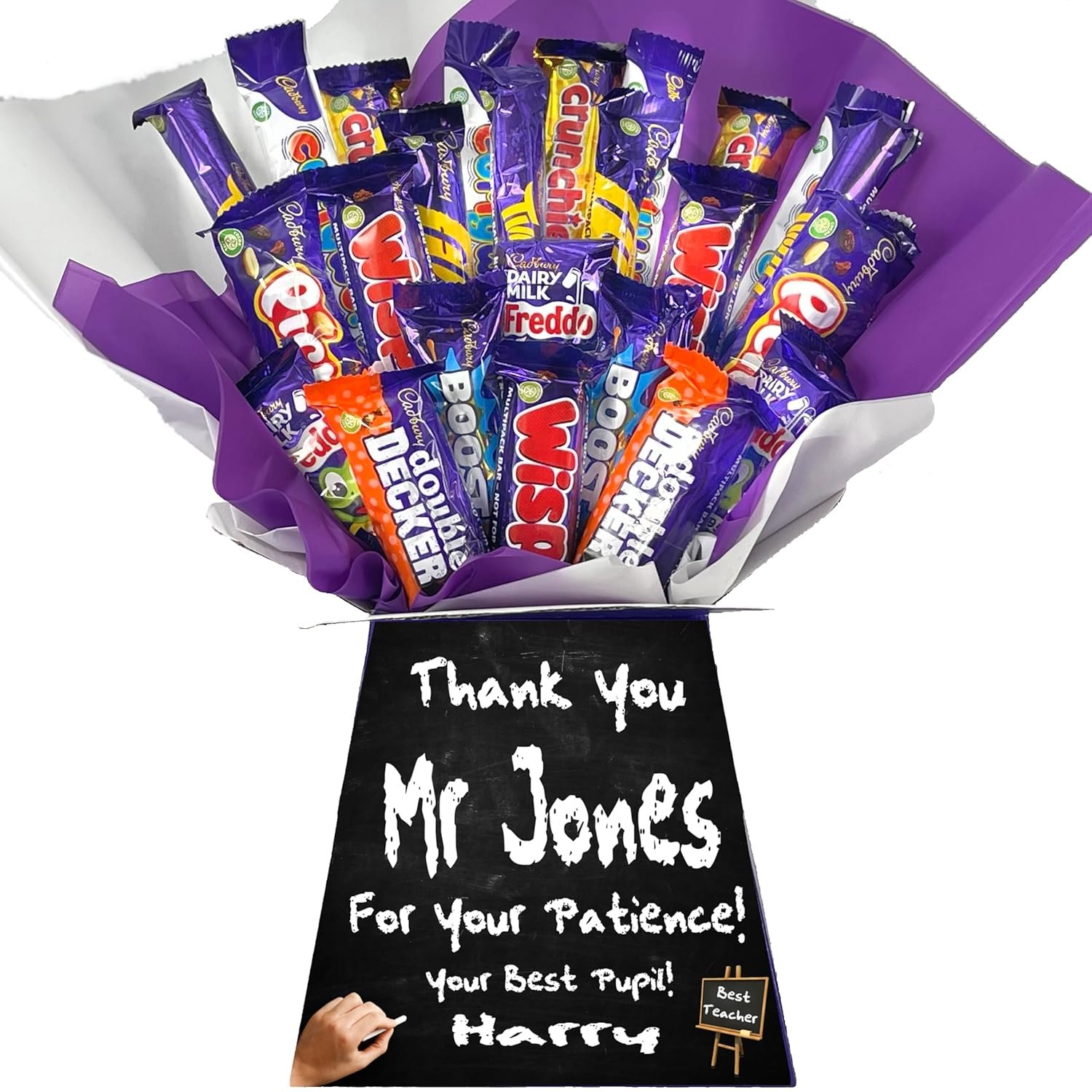 Personalized Chocolate Candy Hamper Gift Bouquet Made With FERRERO (red & gold) - Image 8