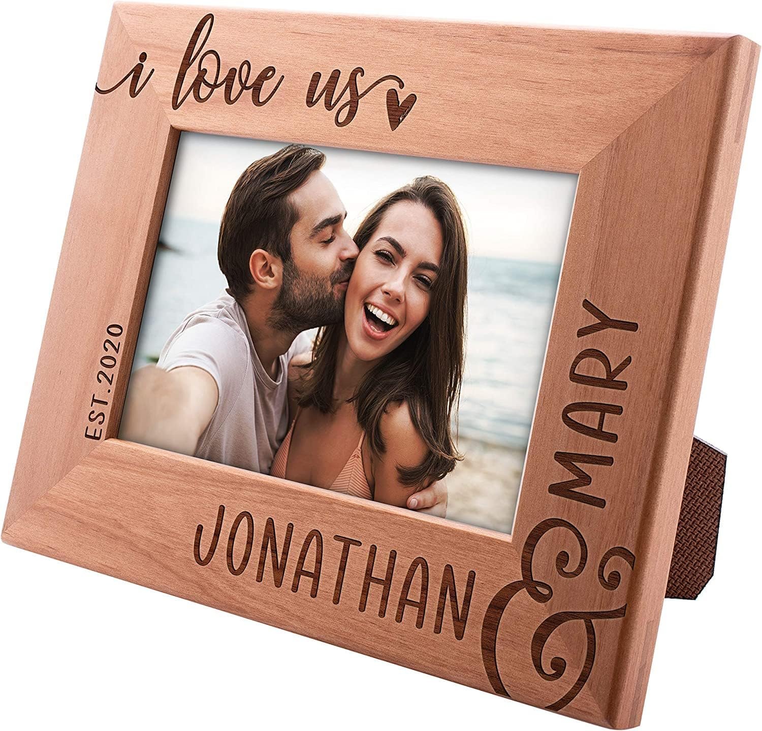 I Love Us, Personalized Love Picture Frames for Couples w/Names, Valentines Day Gifts - 4x6 - Custom Love Photo Frame - Portaretratos Amor