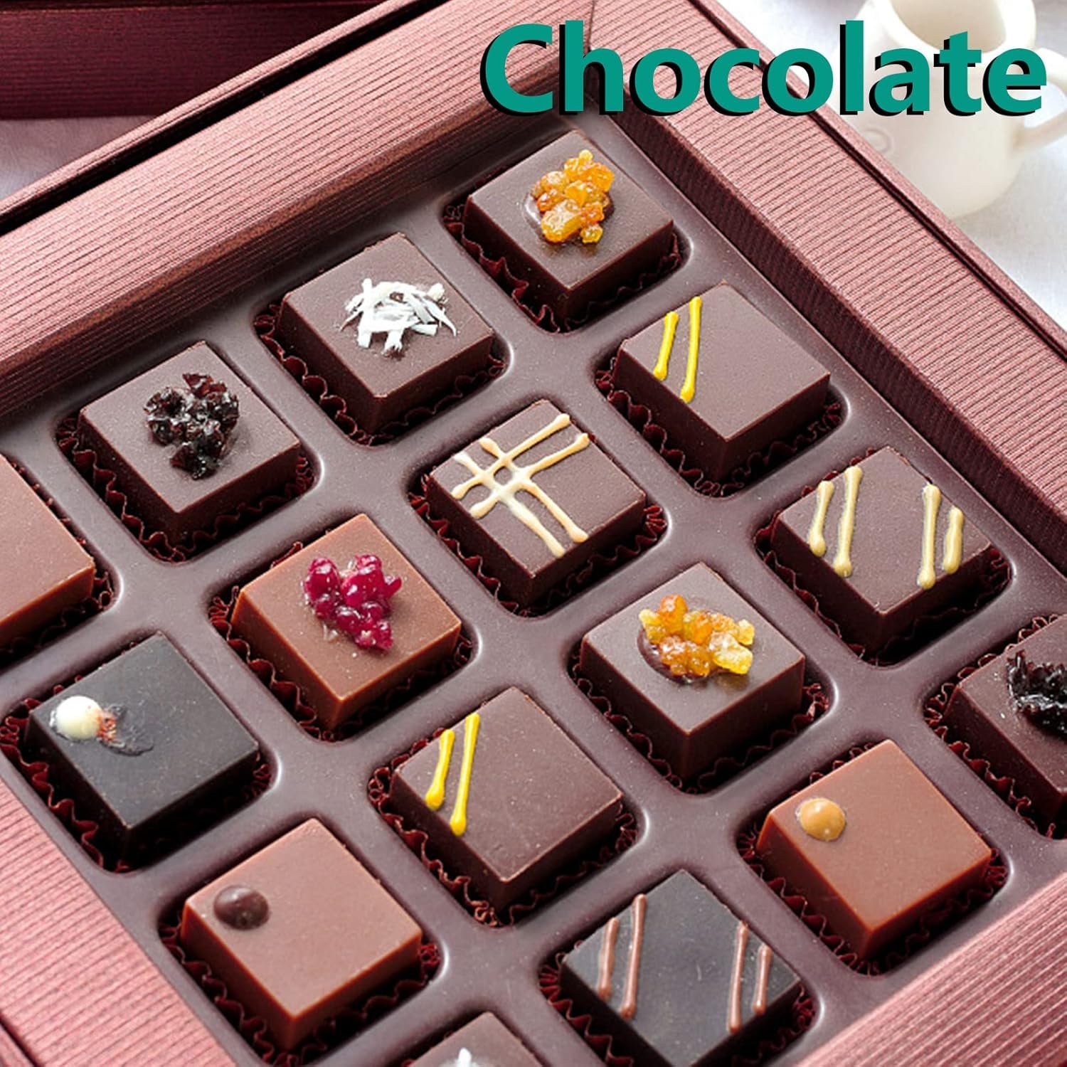Sakolla Square Chocolate Mold, 40 Cavities Silicone Cube Mold for Chocolate, Candy, Caramel, Ice Cubes, Ganache, Gummy - Image 5