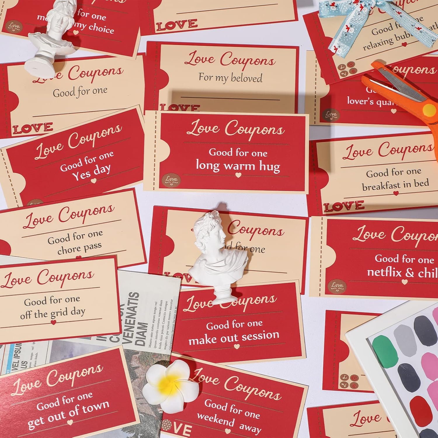 30 Pieces Valentines Day Love Coupons for Him or Her, Romantic Love Voucher Funny Coupon Romantic Present for Husband Wife Boyfriend Girlfriend Birthday Wedding Party - Image 5