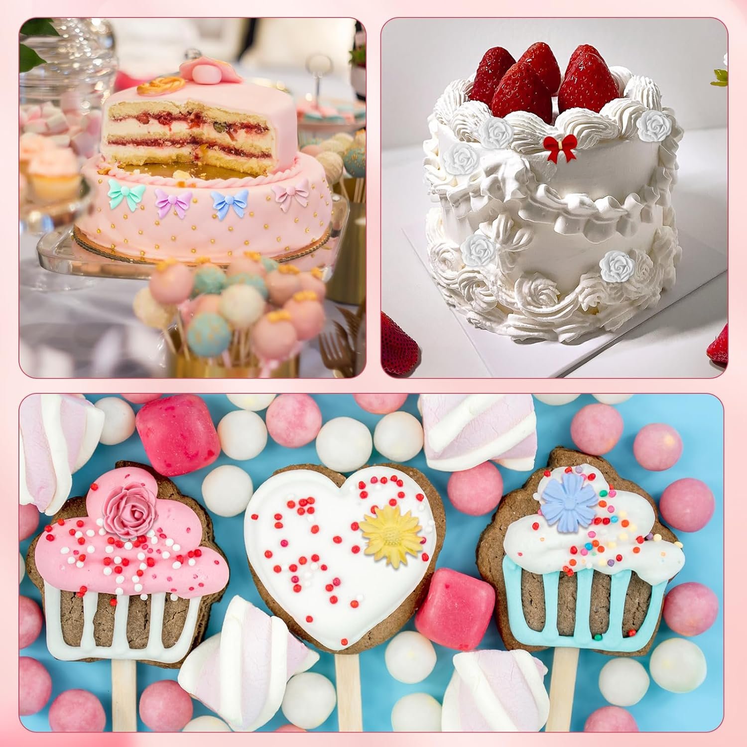 Pimoys 4 Pcs Flower&Bow Molds for Chocolate, Flower Chocolate Molds Silicone Cake Mold Bow Candy Mold Silicone for Wax Melts Birthday Cake Decoration Easter Gifts for Women - Image 6