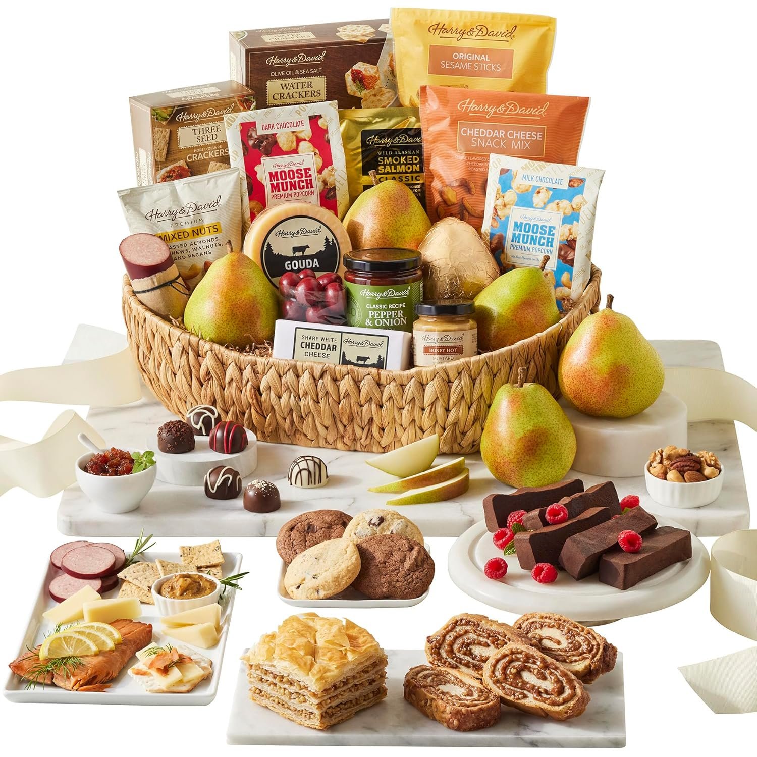 Harry & David Deluxe Hearthside Gift Basket, Gourmet Cheese, Crackers, Sausage, Sweet Treats, Gift Basket For All Occasions, Appreciation, Corporate, Family, Thank You