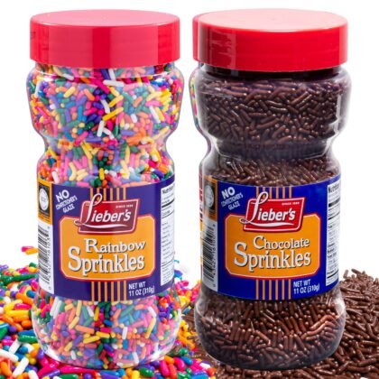 Lieber's Rainbow & Chocolate Sprinkles Bundle Pack | Tasty Colorful & Chocolatey Jimmies Are A Great Dessert Topping For Cooking, Baking & Decorating Ice Cream | 10 Ounces