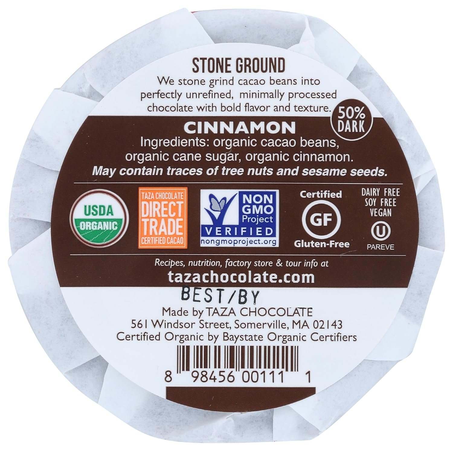 Taza Chocolate Organic Mexicano Disc 50% Dark Chocolate, Cinnamon, 2.7 Ounce (1 Count), Vegan - Image 2