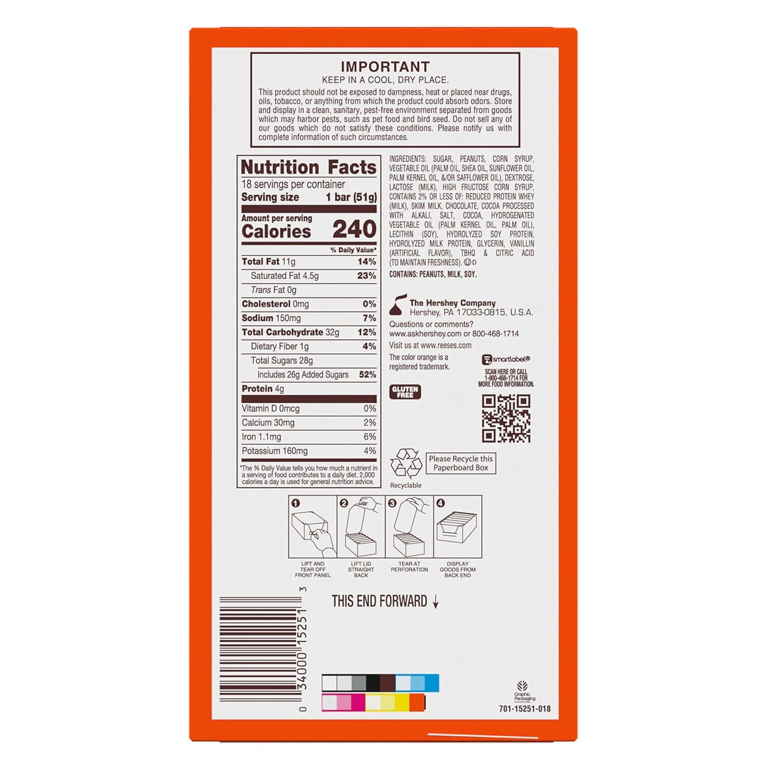 REESE'S FAST BREAK Peanut Butter Nougat Candy Bars, 1.8 oz (Pack of 18) - Image 2