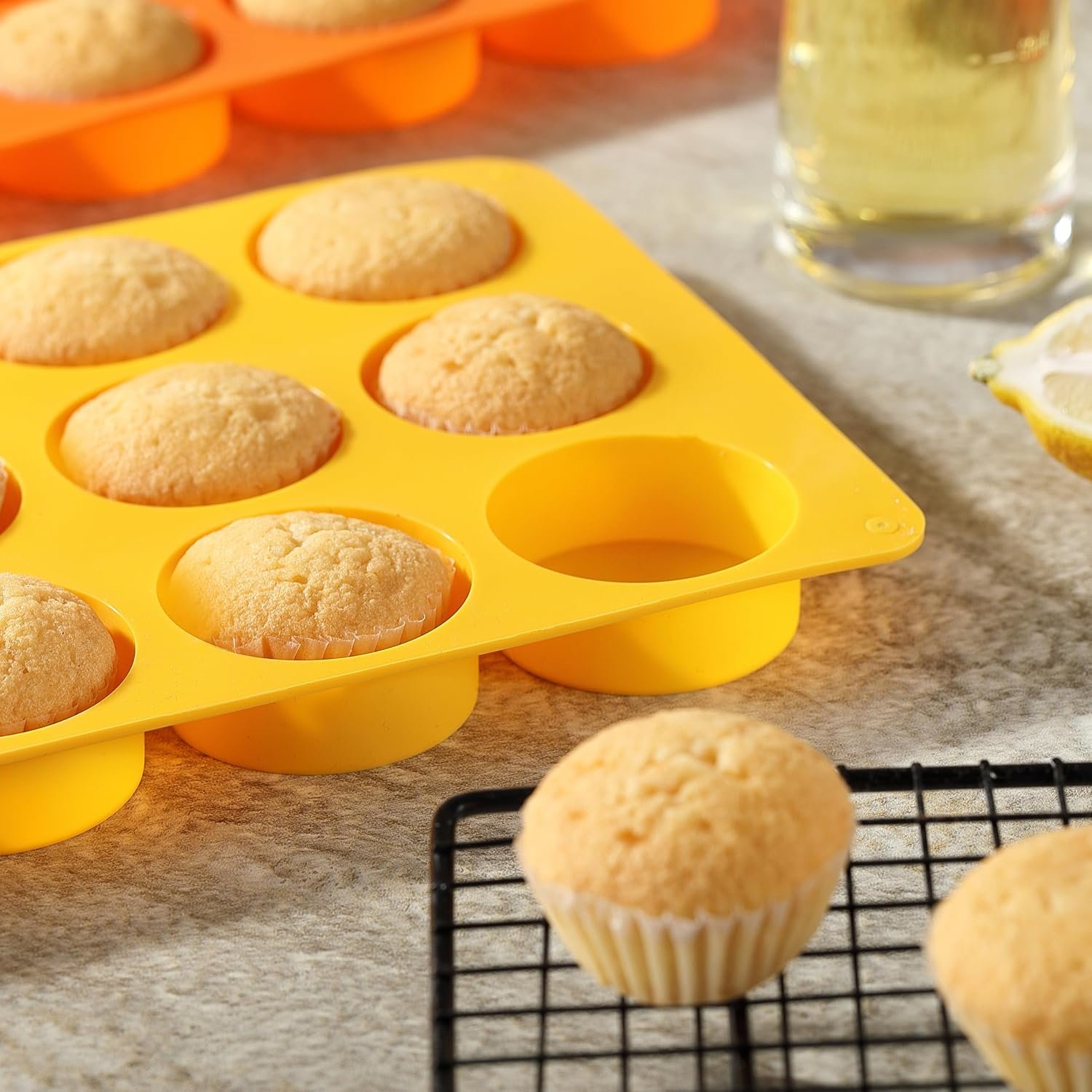 2 Pcs Oreo Chocolate Cookie Silicone Molds, 12-Cavity Round Silicone Mold, Baking Mold for Oreo, Chocolate, Cookie, Candy, Mini Cake, Jelly (Orange + Yellow) - Image 8