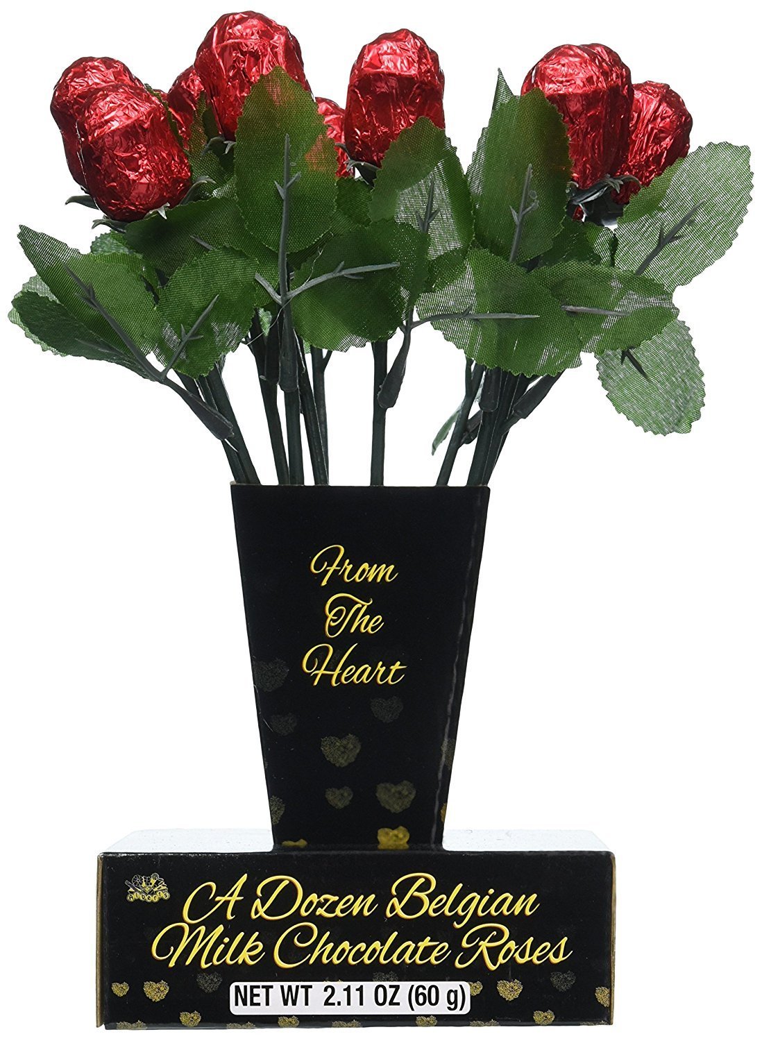 One Dozen Belgian Milk Chocolate Roses in Gift Box
