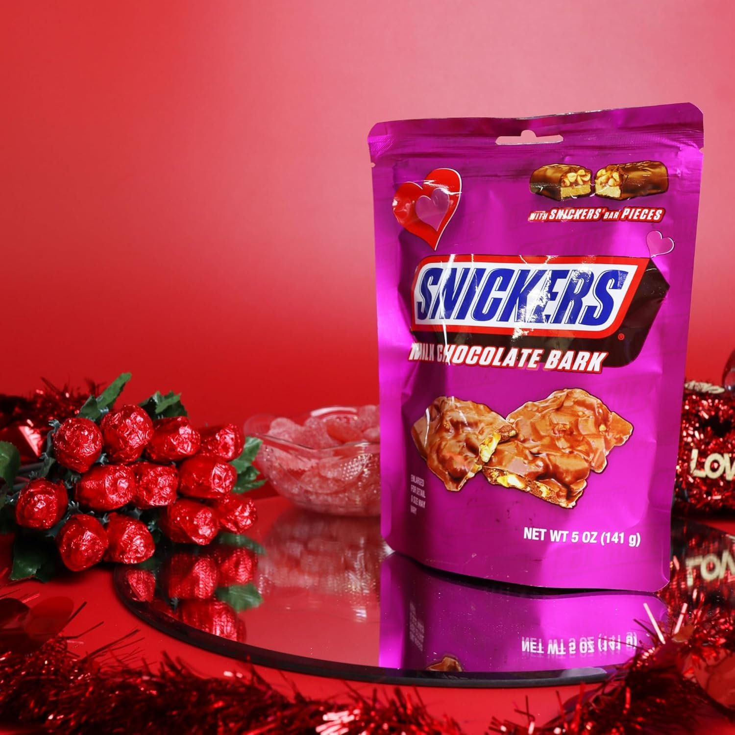 Morris National Inc Limited Edition Valentine’s Day Snickers Bark, Milk Chocolate Candy Bars with Peanuts and Caramel Inside, Party Favor Treats, 5 Ounces - Image 5