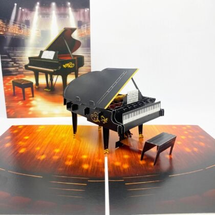 3D Pop Up Piano Greeting Card – Handmade Musical Gift Card for Birthday, Graduation, Recital, Music Teacher – Grand Piano Design with Envelope – Unique Keepsake for Pianists & Music Lovers