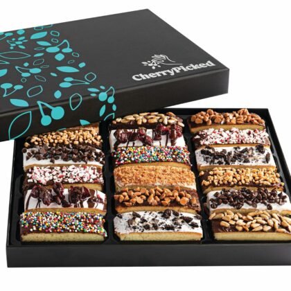 CherryPicked Christmas Holiday Thanksgiving Chocolate Gift Basket, Dried Fruit and Nuts Biscotti Box, Prime Gourmet Covered Cookie, Mens Food Basket Delivery Ideas for Dad, Son, Brother