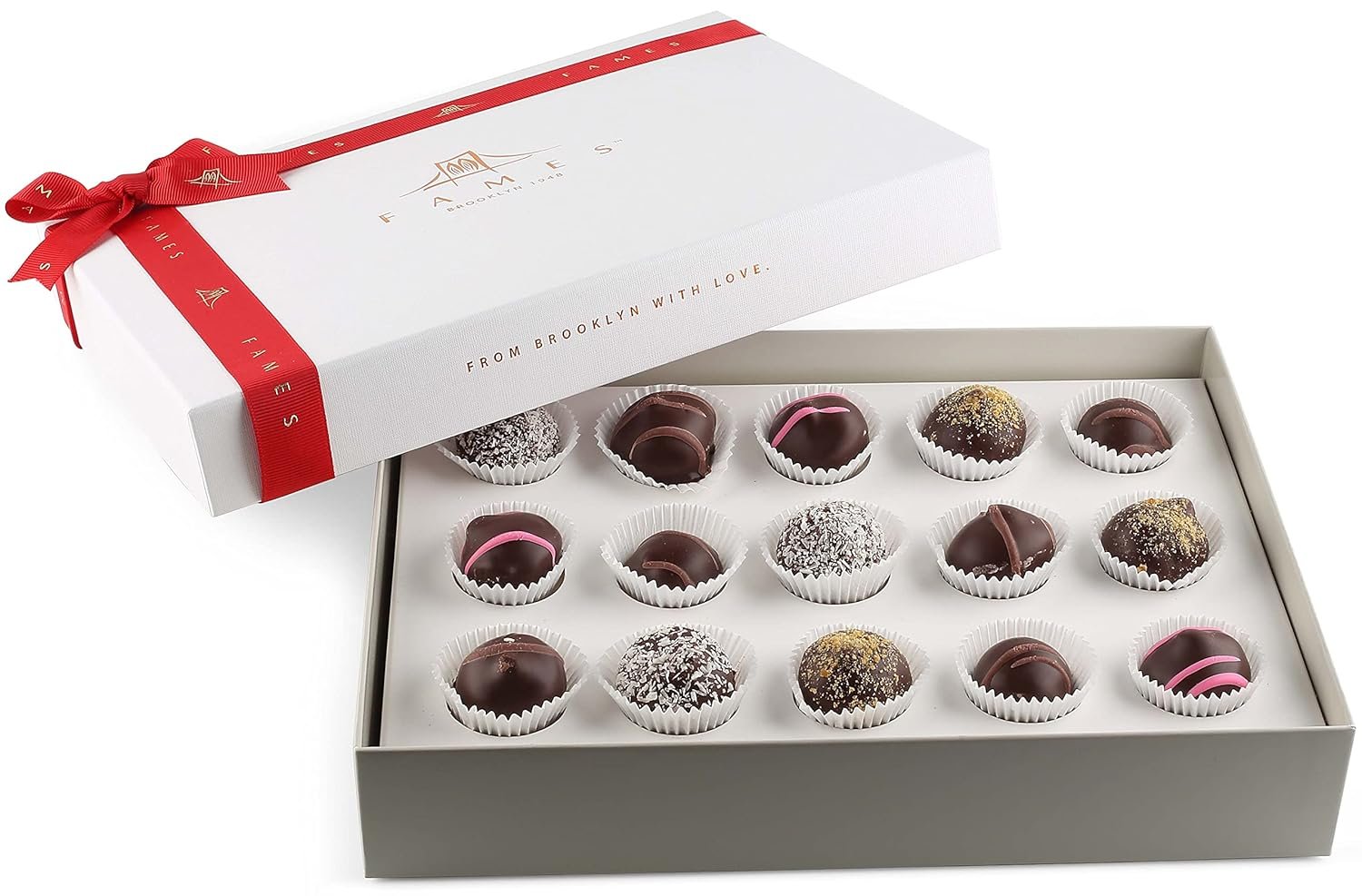 Luxury Chocolate Deluxe Assortment Gift Box - Kosher, Dairy Free and Chocolate Candy, Coffee Cream, Premium Coconut, Berry Filled, Rum, & Hazelnut Truffle - Fancy Valentines Chocolate Gift Box