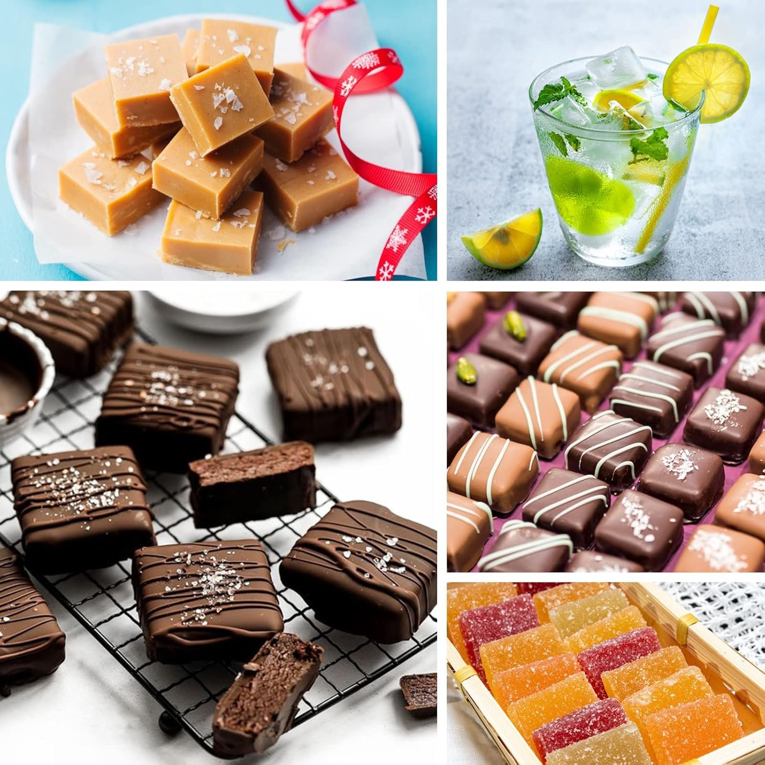 Sakolla Square Chocolate Mold, 40 Cavities Silicone Cube Mold for Chocolate, Candy, Caramel, Ice Cubes, Ganache, Gummy - Image 3