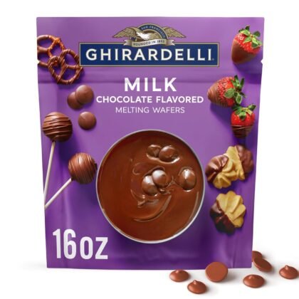 GHIRARDELLI Milk Chocolate Flavored Melting Wafers, 16 oz Bag – Easy Melt Candy Coating for Baking, Dipping and Dessert Decorating