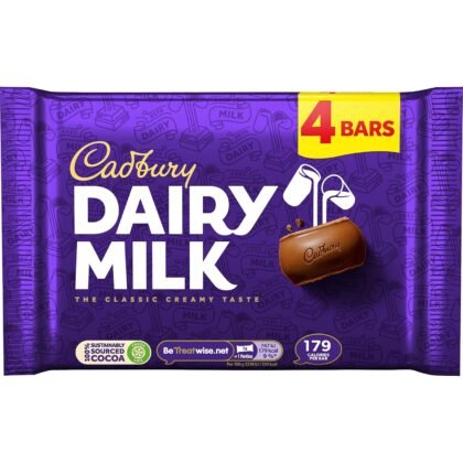 Cadbury Dairy Milk Chocolate 4pk Bar from the UK (Single Pack) 108.8g