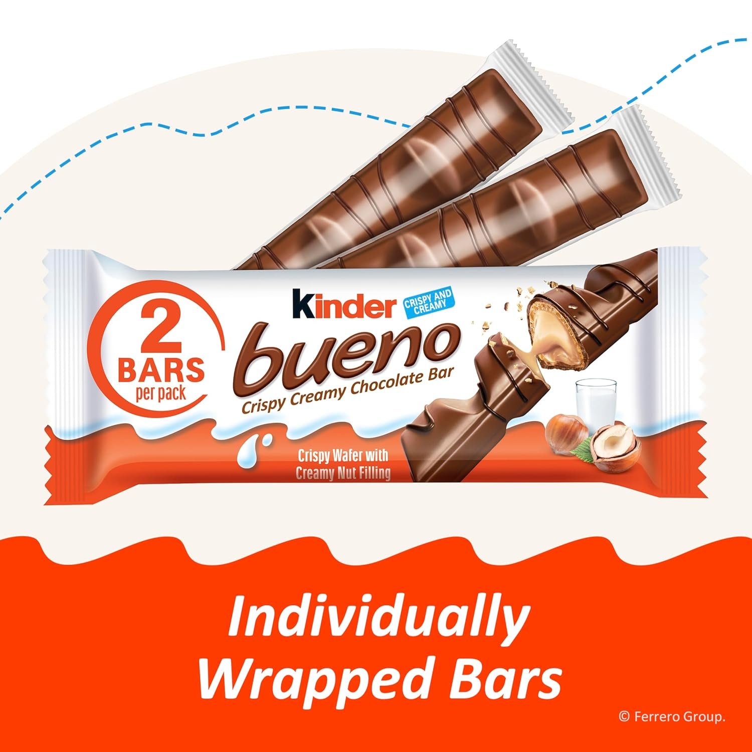 Kinder Bueno Milk Chocolate Bars with Hazelnut Filling, 30 Packs of 2, Bulk Chocolate Candy Bars for Game Day, Football Party Supplies, Snacks for Adults, 1.4 oz Per Pack - Image 7