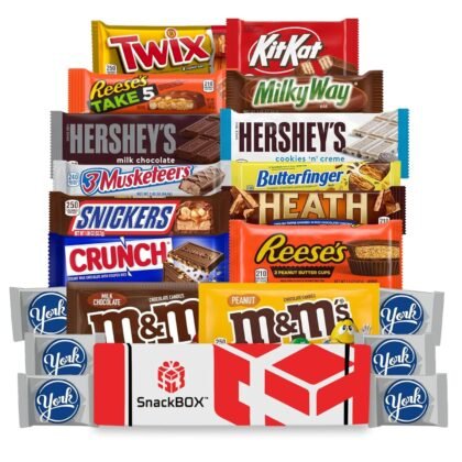 SnackBOX Chocolate Candy Bar Snacks BOX Care Package | Variety Pack (20 Count) | Easter Holiday, Teachers, Back to School, Student, College, Candy, Date Night, Gift Baskets, Student, Birthday, Office, Gift Ideas