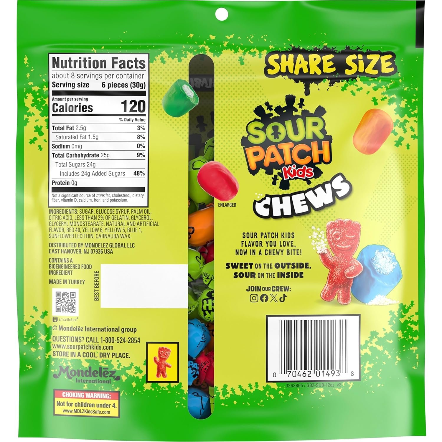SOUR PATCH KIDS Chews Soft & Chewy Candy, Share Size, 8.12 oz - Image 3