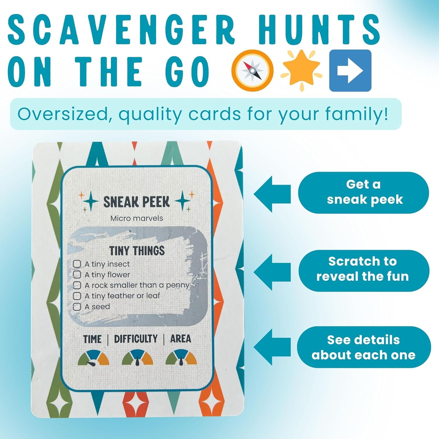Scratch 'Ems Scavenger Hunts | 42 Scratch Off Adventure Cards - Outdoor Scavenger Hunt for Kids & Families | All Season, Reusable Scratch-Off Cards for Screen-Free Fun, Nature Activity & Camping - Image 3