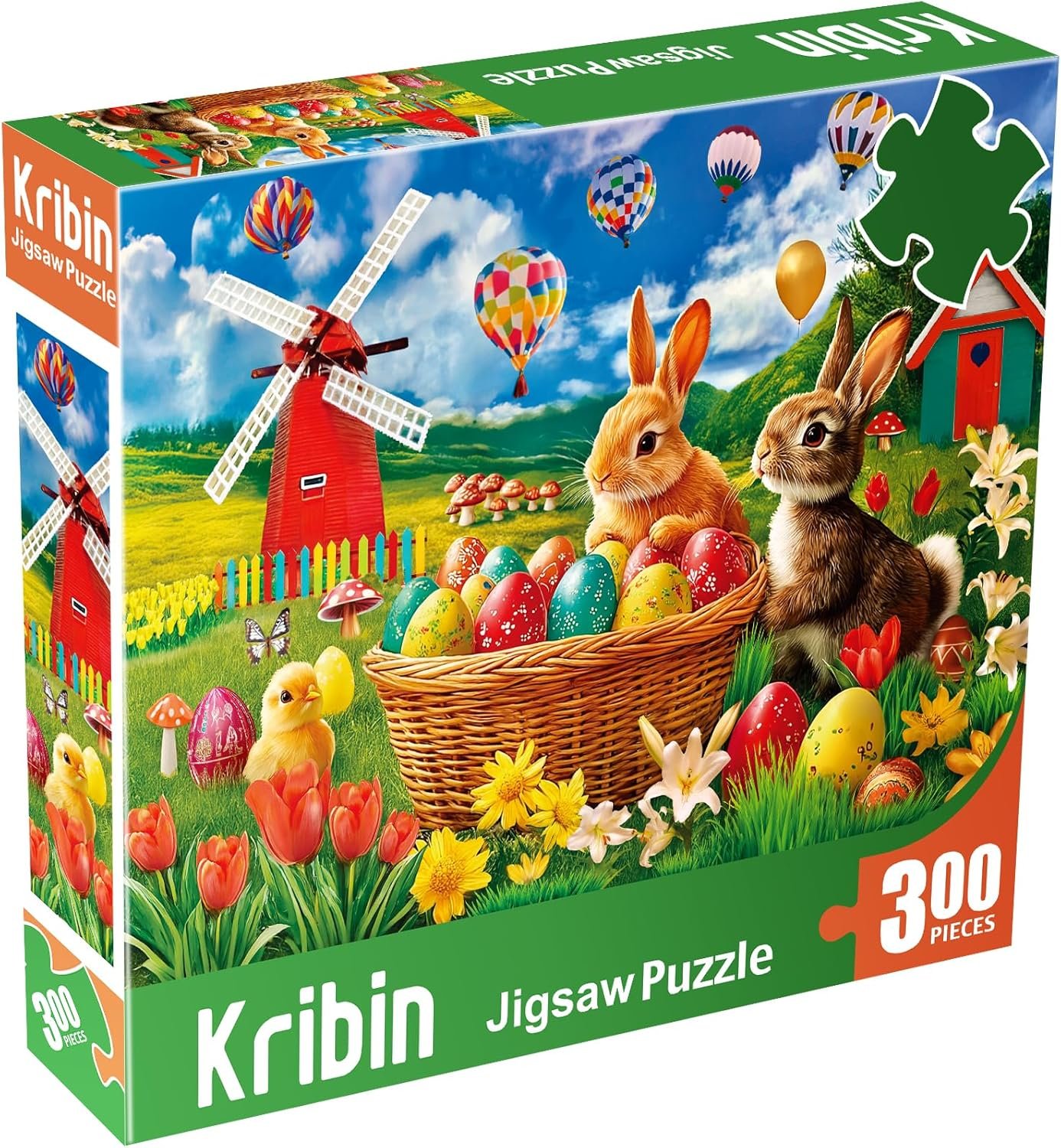 300 Piece Puzzle for Adults Kids Seniors - Happy Easter - Easter Eggs Bunny Tulips Lilies - Image 2