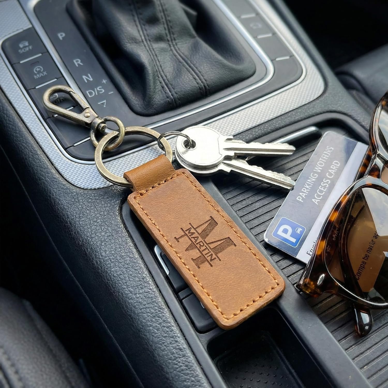 Onedor Custom Keychain, Personalized keychains, Genuine Leather Key Chain Holder Engrave Name Text, Customized Gifts for Men - Image 7