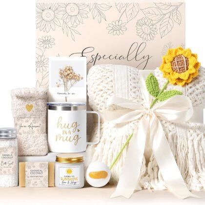 Birthday Gifts for Women Self Care Get Well Soon Gift Basket, Spa Care Package Thinking of You Sunflower Gifts, Sending Sunshine Box Unique Easter Mother's Day Gift for Women Mom Sister Her Grandma