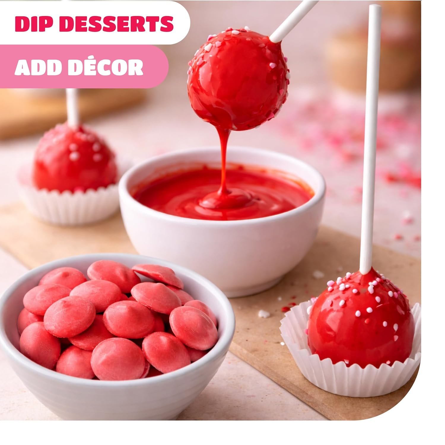 Merckens Chocolate Melts - 1 Pound Pack - Red Melting Chocolate for Dipping, Molding, Coating and Baking - Creamy Vanilla Flavored Coating Wafers for All Occasions - Image 4