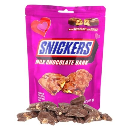 Morris National Inc Limited Edition Valentine’s Day Snickers Bark, Milk Chocolate Candy Bars with Peanuts and Caramel Inside, Party Favor Treats, 5 Ounces