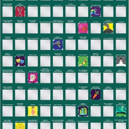 Gift Republic 100 Things to Do Bucket List Scratch Poster, Green, GR630006 for Playroom