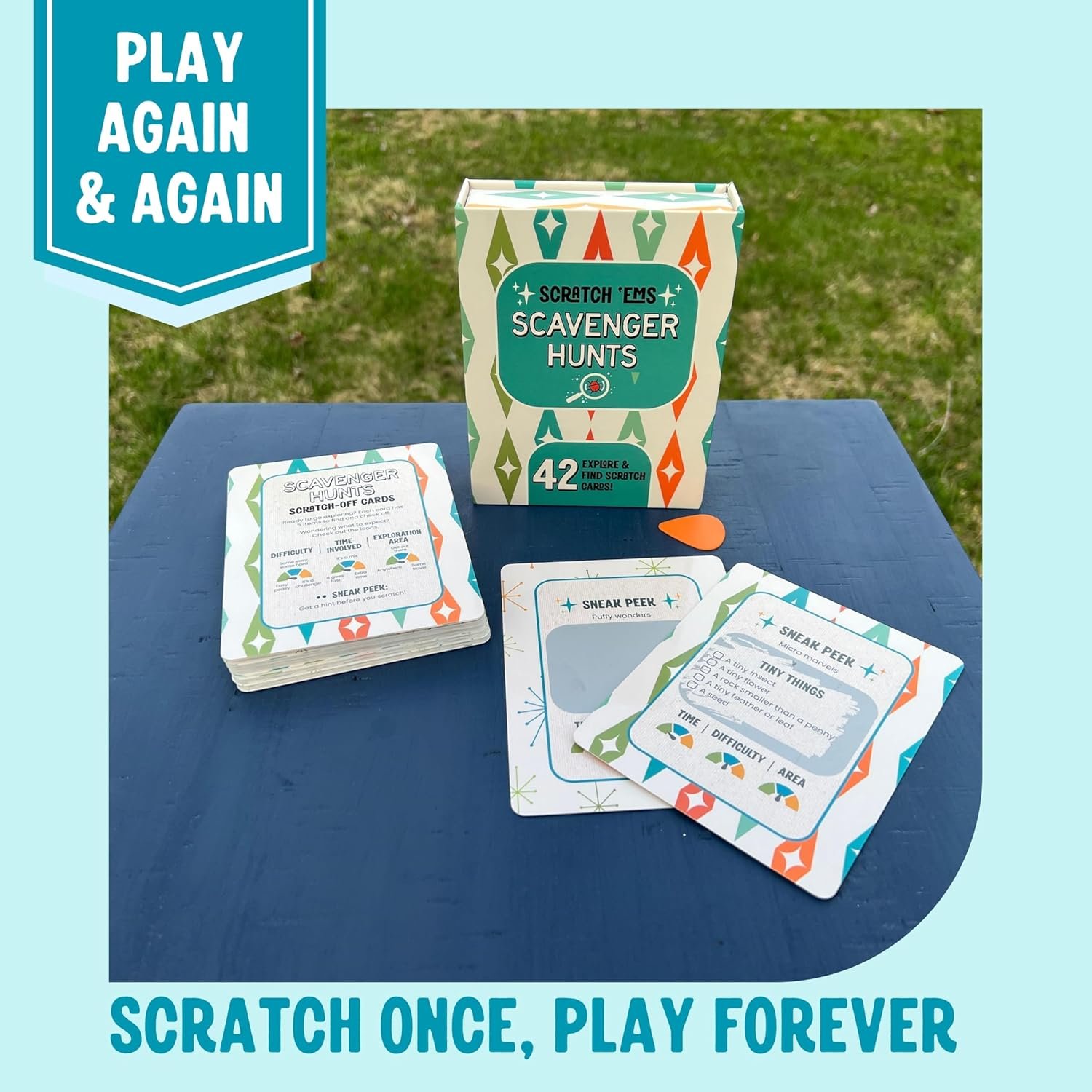 Scratch 'Ems Scavenger Hunts | 42 Scratch Off Adventure Cards - Outdoor Scavenger Hunt for Kids & Families | All Season, Reusable Scratch-Off Cards for Screen-Free Fun, Nature Activity & Camping - Image 8