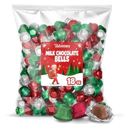 Extra Creamy Milk Chocolate Bells Candy – 18 oz Bulk Festive Holiday Bell Shaped Solid Chocolates, Rich & Smooth Milk Chocolate for Christmas Gifts, Candy Bowls, Stocking Stuffers & Party Treats