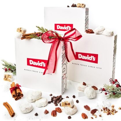 David’s Cookies Meltaway Cookies Variety Pack – Cinnamon, Chocolate Chip Pecan & Butter Pecan – 3 Gift Boxes (3 lbs Total) – Gourmet Cookie Gift Set – Delicious Dessert Treats