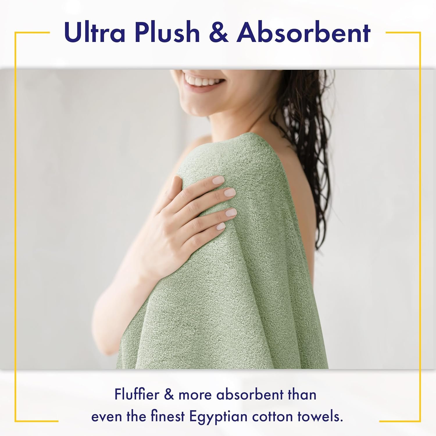 Ultra Soft & Plush Viscose from Bamboo Bath Towels - 700 GSM Luxury Bath Towels - 6 Piece Set - Super Absorbent & Quick Drying (Eucalyptus Green) - Image 3