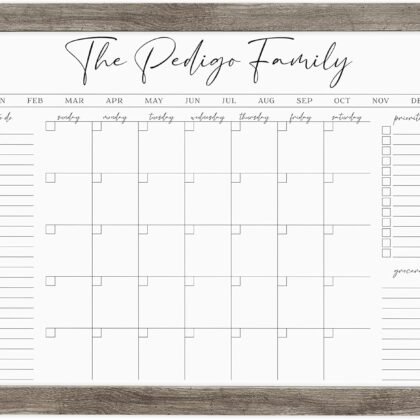Personalized Dry Erase Wall Calendar with Custom To do list and Notes Organization Sections | Large White board Calendar Dry Erase For Wall (24" W x 18" H, Barnwood Frame)