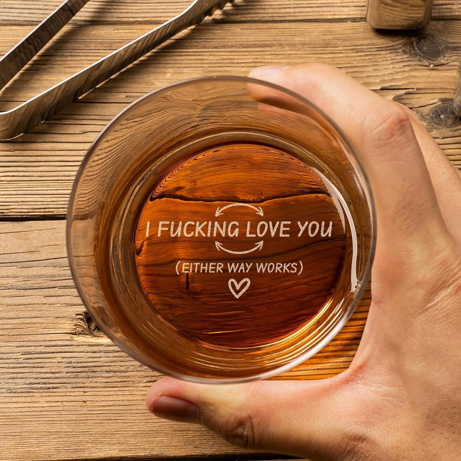 On The Rox Engraved Whiskey & Bourbon Glass Gifts - Fun Message Gift For Him - Personalized 11 oz Engraved Message Scotch Glass - Birthday, Anniversary (I Love You) - Image 7