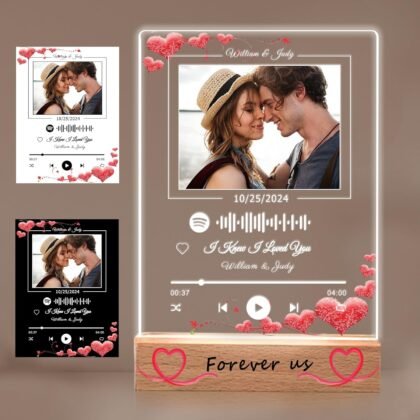 Custom Spotify Plaque with Picture For Boyfriend Girlfriend, Personalized Acrylic Song Music Plaque with Photo Customized Gifts for MOM DAD (5 Size: 6"-16")