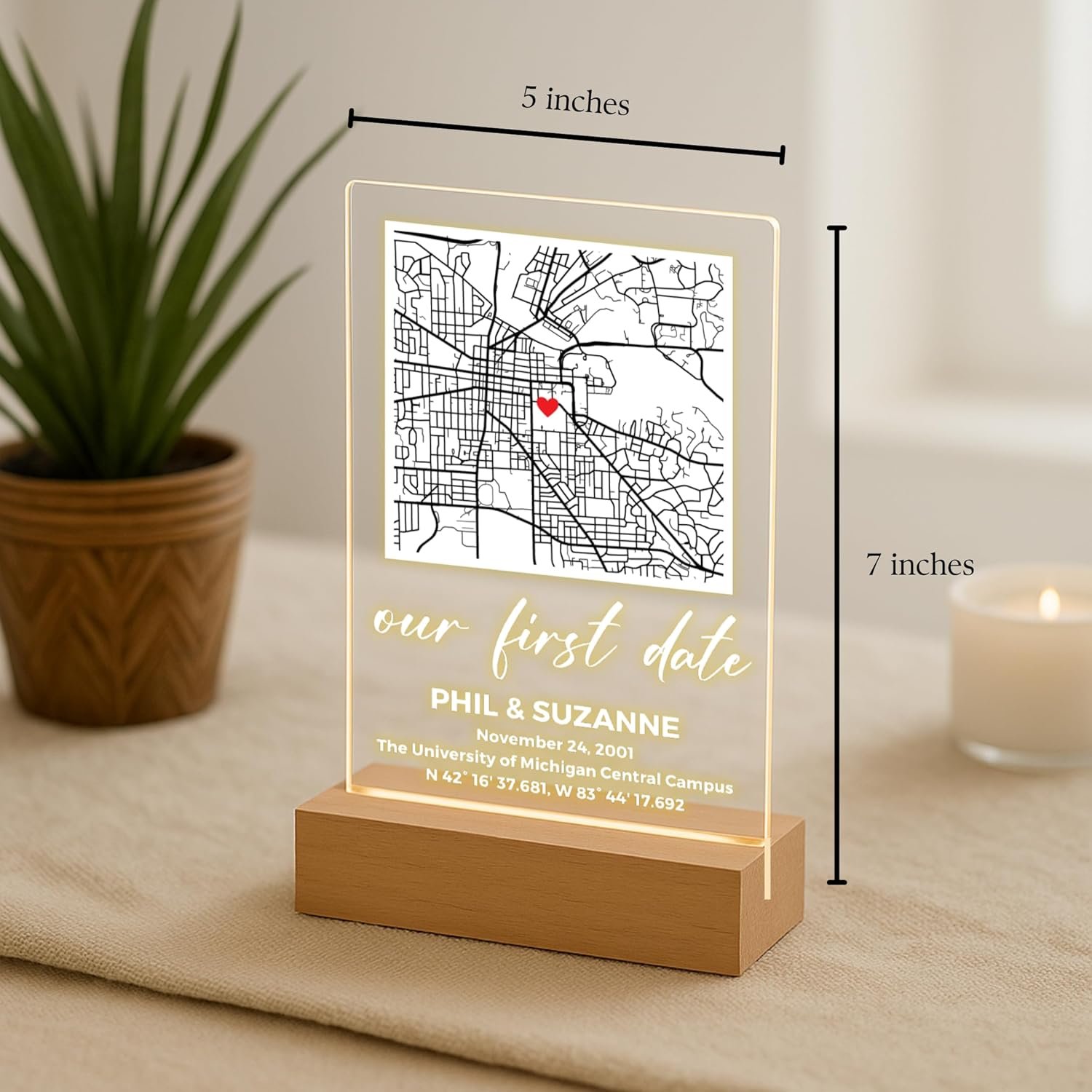 Personalized Map Plaque - Our Fist Date Where It All Began Custom Location Sign Couples Map Gift for Her Couples Gifts for Him Where We Met, Valentines Day - Image 4