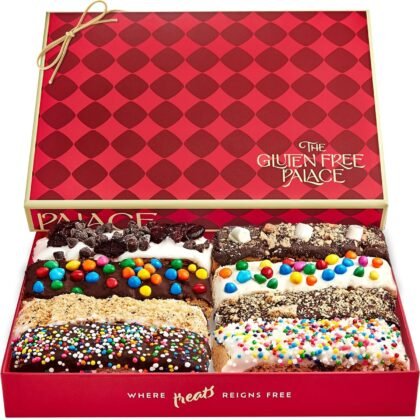 Gluten Free Palace Biscotti Gift Basket – Assorted Gluten Free Purim Biscotti Cookies – Luxury Chocolate Dessert Gift Basket for Adults, Friends & Family – Elegant Mishloach Manot Gourmet Gift Box (8 Count)