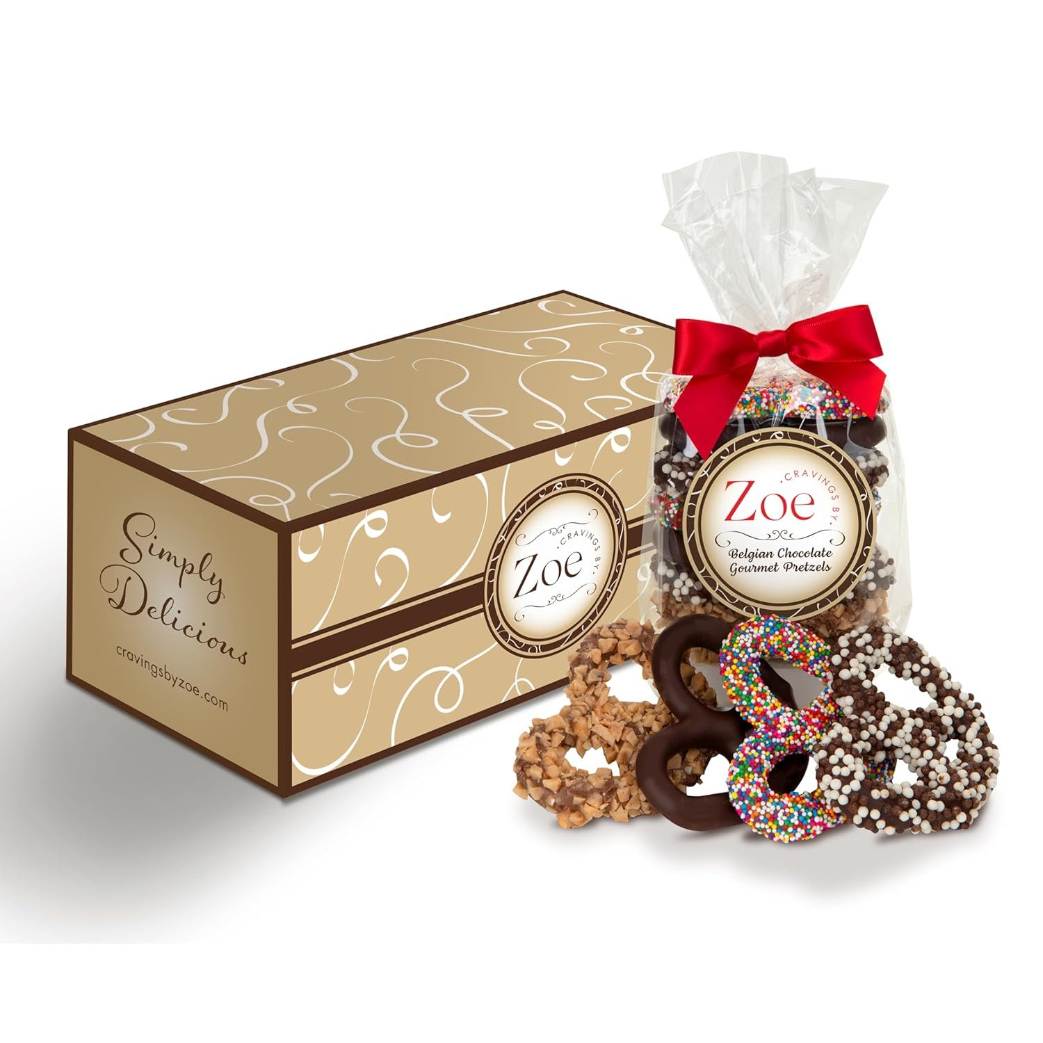 CRAVINGS BY ZOE Valentines Day and Birthday Chocolate Covered Pretzels Gift Bag 8 oz | Gourmet Kosher Milk & Dark Belgian Chocolate Candy Food Gift Box Basket | Get Well, Thank You, Men Women Mom Dad Her - Image 9