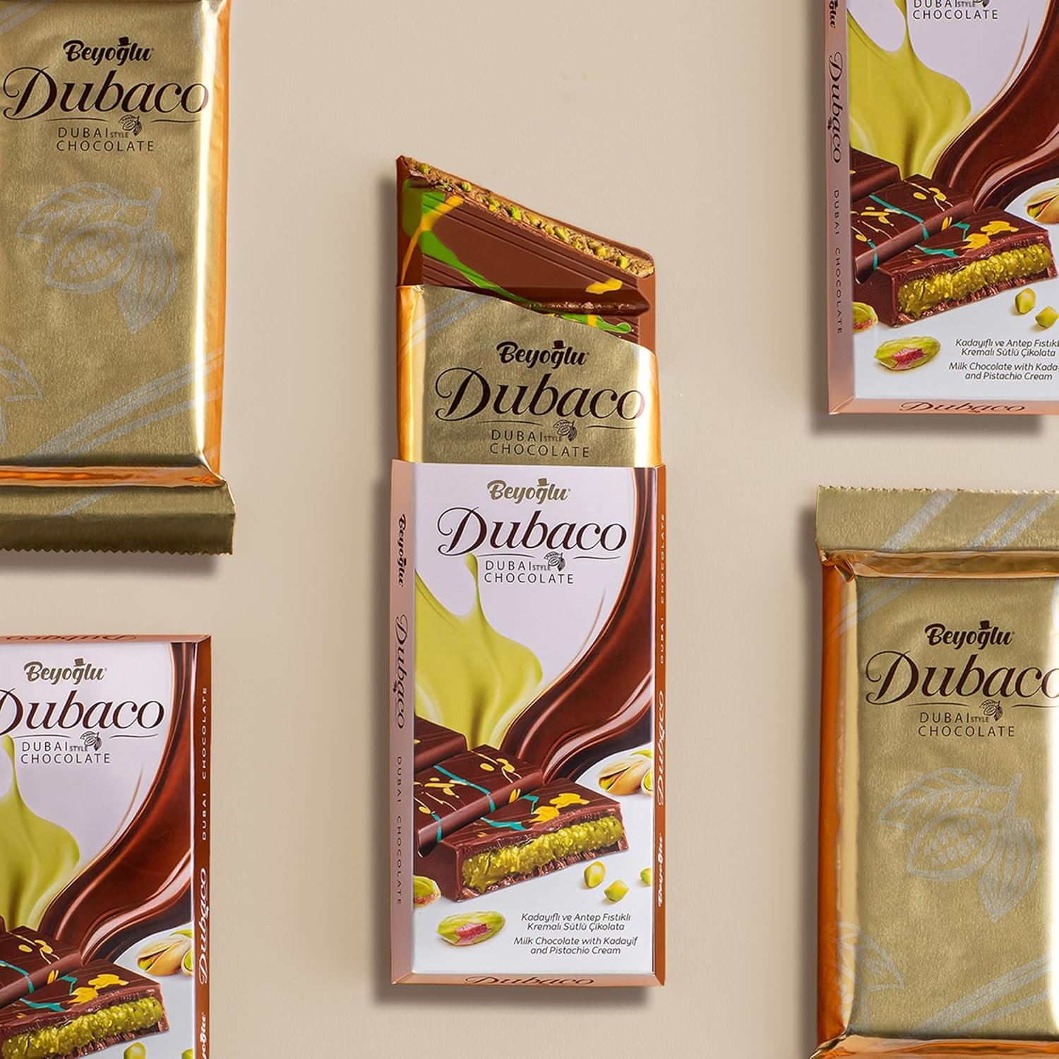 Beyoglu Dubaco Dubai Chocolate Bar Pistachio 7.05 Oz (Pack of 1), Luxury & Premium Dubai Milk Chocolate Bar Filled with Pistachio Butter & Shredded Knafeh Kadayif - Image 8