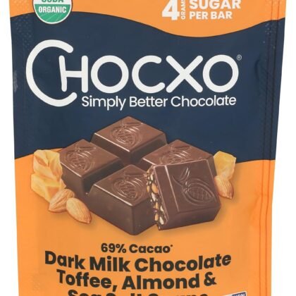 Chocxo Snaps Chocolate Dark Milk Toffee Almond 69% Organic 3.45 Ounce