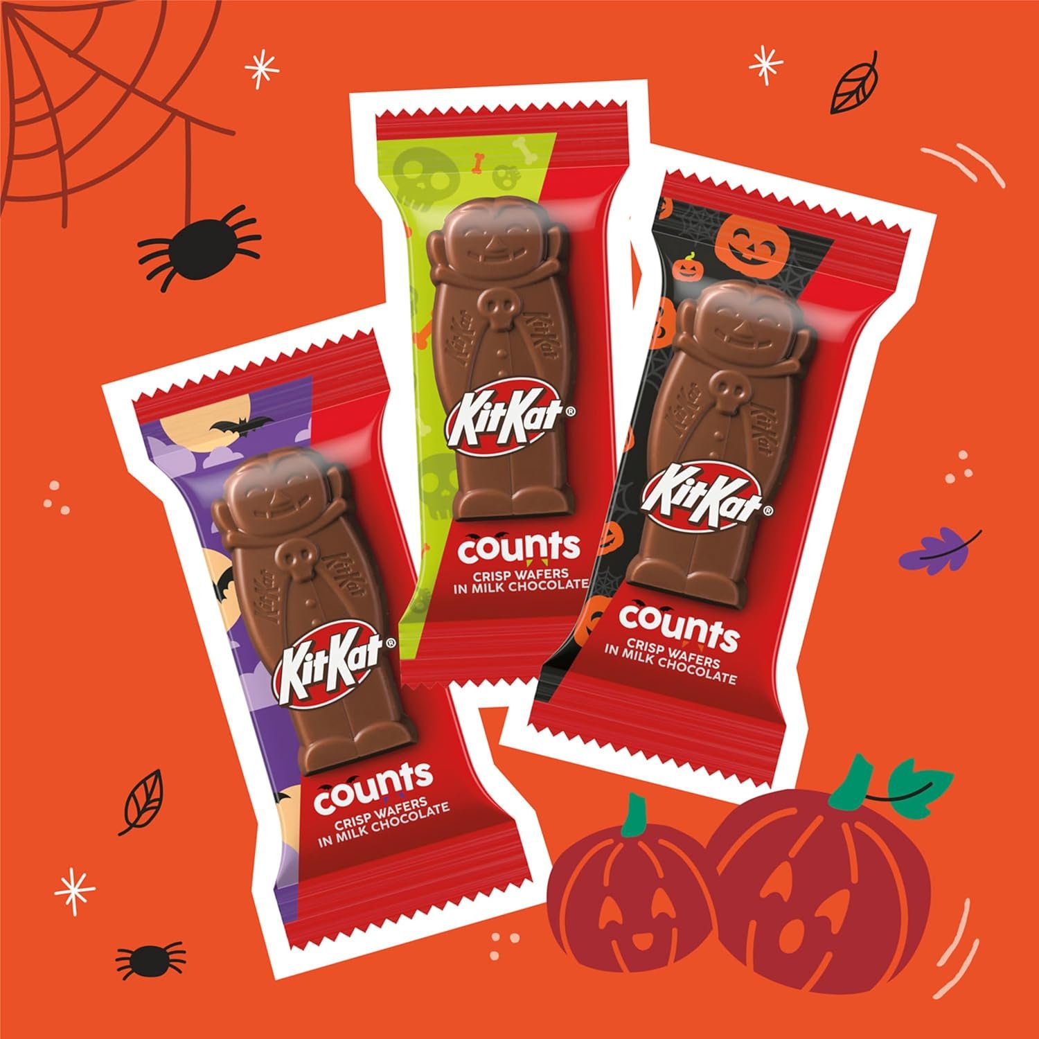 KIT KAT Milk Chocolate Wafer Snack Size Counts, Halloween Candy Bag, 9.44 oz - Image 7