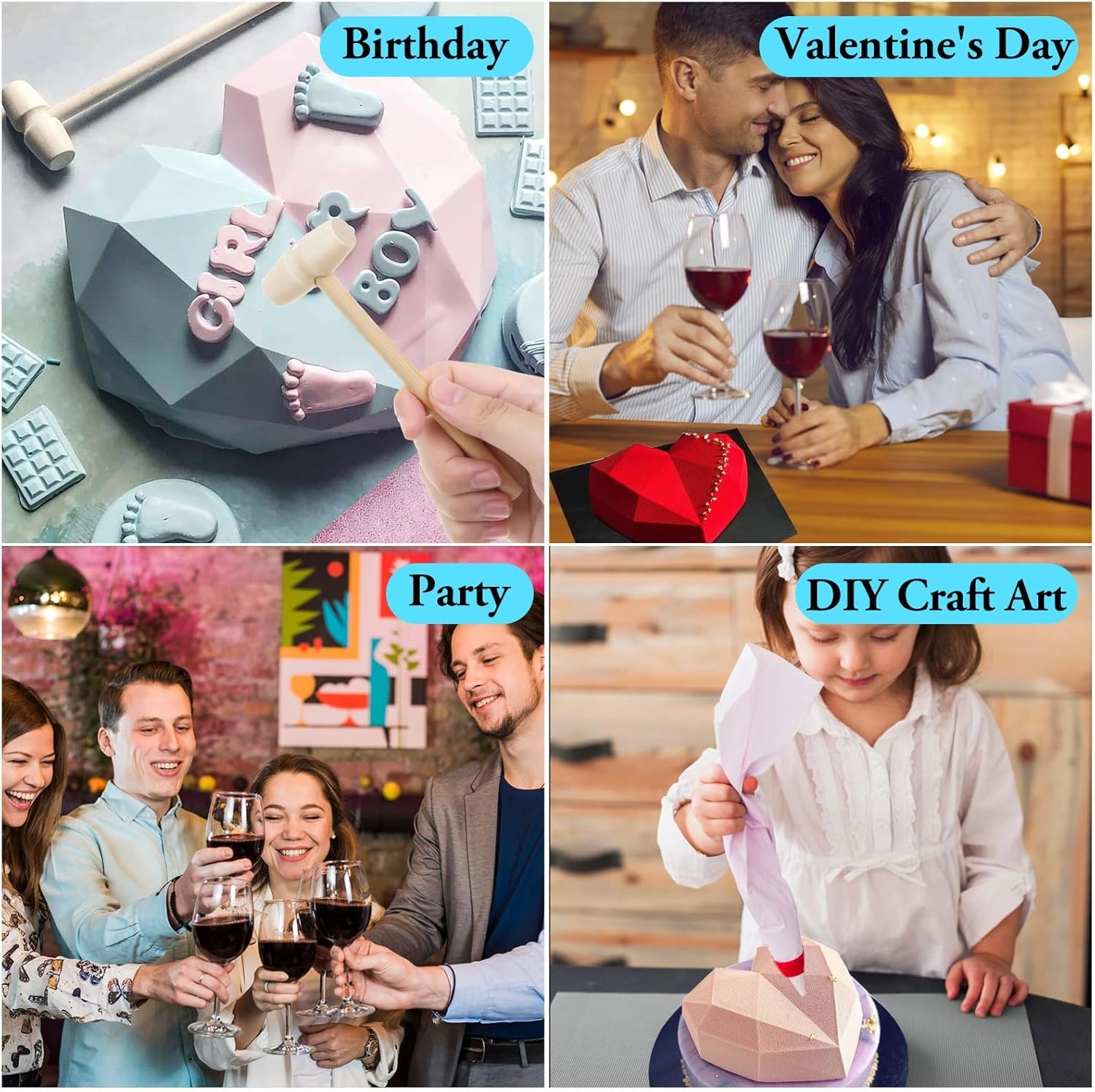 34Pcs Valentine's Day Heart Silicone Molds, Sublaga Breakable Heart Mold Set for Chocolate, Letter Mold and Number Chocolate Molds for Valentine Candy Making - Image 6