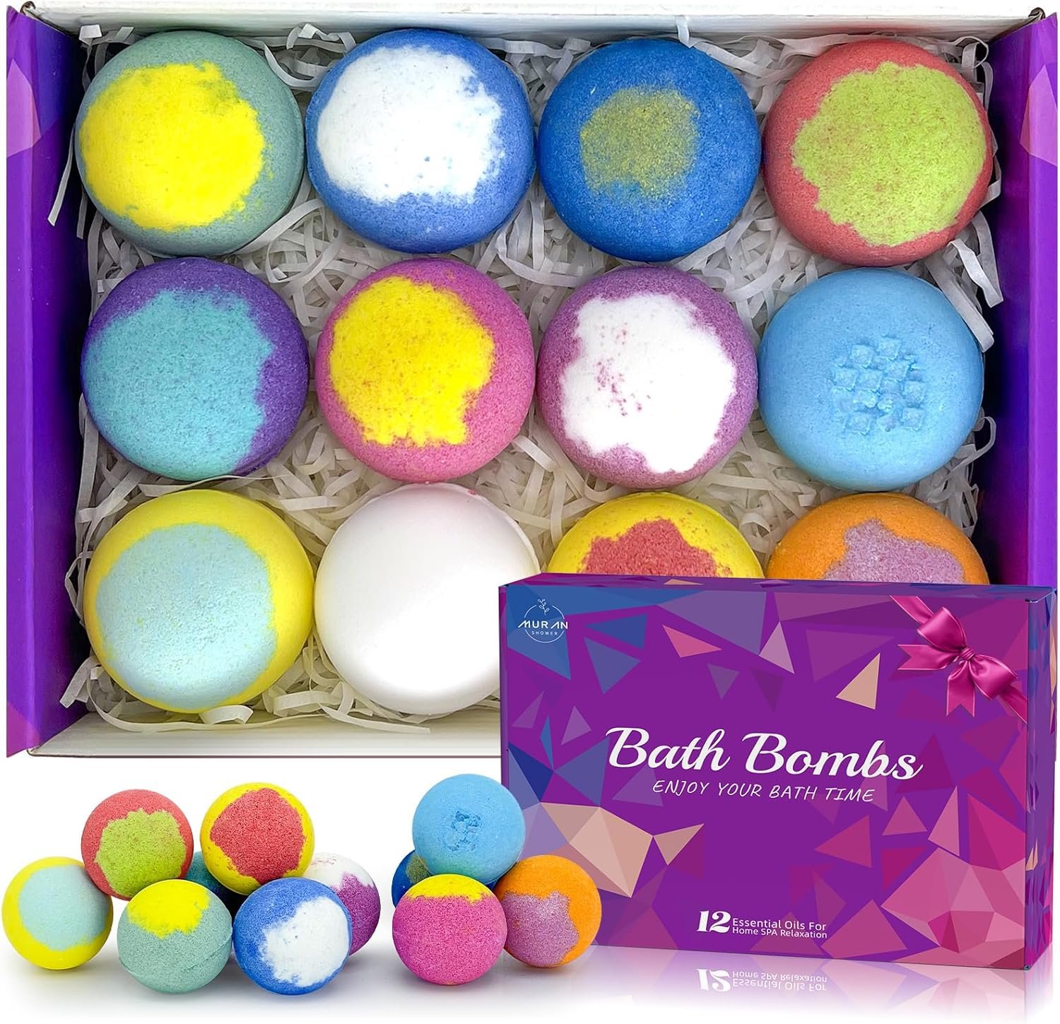Bath Bombs for Women Gift Set 12 Pack Natural Relaxing Bath Bombs for Her,Aromatherapy Bubble Bath & Fizzy, Handmade Birthday Easter Basket Gifts for Women Gifts idea for Wife/Teens, Girlfriend,Kids